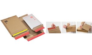 COLOMPAC Pochette d'expédition rigide en carton brun - Format A4+ : 23,5 x  34 cm, hauteur 3,5 cm ≡ CALIPAGE