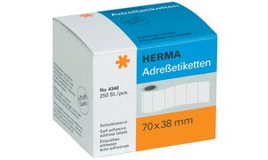 HERMA Etiquettes-adresses, 70 x 38 mm, en continu, blanc