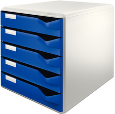 LEITZ Module de classement, 5 tiroirs, gris-clair/bleu