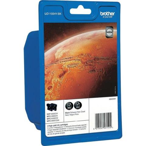 Encre originale pour brother MFC-6490CW, Twin Pack (LC-1100HYBKBP2DR)