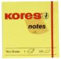 Kores Notes autocollantes jaune, 76 x 76 mm, vierge, jaune