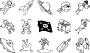 HEYDA Kit de timbres à  motifs pirates & astronaute, boîte